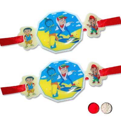 "Bal Gopal with Friends Kids Rakhi -KID-7240A -010 - (2 RAKHIS) - Click here to View more details about this Product